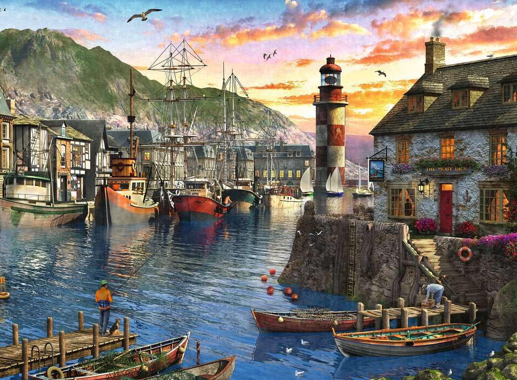 Ravensburger Sunrise At The Port 500-Piece Jigsaw Puzzle, [Amazon Exclusive]