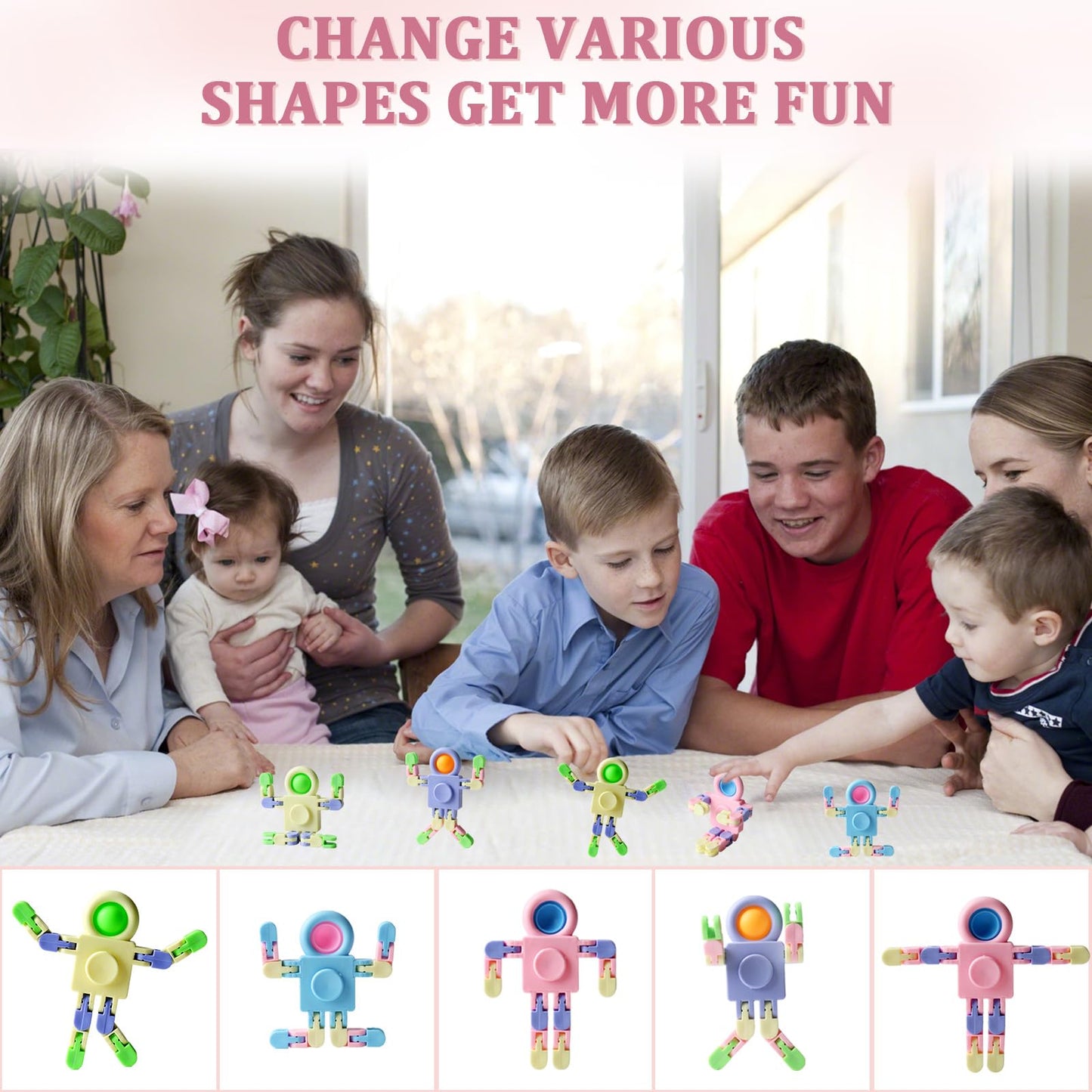 Robot Fidget Spinners Toys Transformable Fingertip Gyro Chain Toy Deformable Diy Stress Relief Fidget Toy For Adults Kids Adhd A