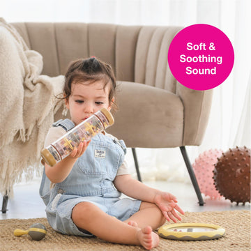Edushape Rainsticks 8 Inch - Set Of 2 Rainmaker Toys For Babies, Sensory Tubes Musical Instrument, Rain Stick Baby Toy For Soothing Rain Sounds, Perfect Tummy Time Toys, Engaging Toddler Sensory Play