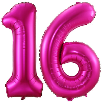Hot Pink 16 Balloon Numbers,40 Inch 16Th Or 61St Birthday Balloon Foil Mylar Number 16 Balloon Large Dark Pink Number Balloons For Birthday Party Anniversary Festival Decorations