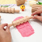 Kisangel 12pcs Wooden Dough Tools Clay Pattern Rolling Pin Set Dough Molding Shaping Tool for Toddler Kids Art Craft Activity Su