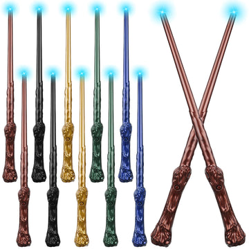 Jerify 10 Pieces Magic Wizard Wands Sound Illuminating Toy Wand 14.6 Inch Witch Wand For Kids Halloween Birthday Gifts Cosplay P
