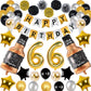 Naninuneno 66Th Gold Birthday Decorations, Gold Black Silver Happy Birthday Balloons Supplies For Boy Men Girl Women, 66 Birthda