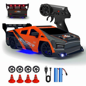 Hturccop 1:24 Rc Cybercar, 2.4Ghz Rc Drift Cars With Led Light, Race Car Toys For Boy Girl 8-12 Years Old, Speed Adjustable 25Km