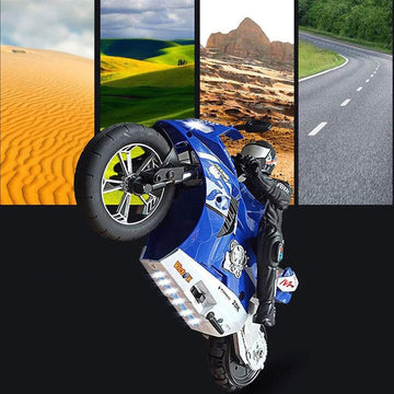 ZAVEIOP Remote Control Motorcycle, High Speed Self Balancing Single Wheel Stunt RC Motorcycle, 1/6 Scale 360 Rotating LED Flashl
