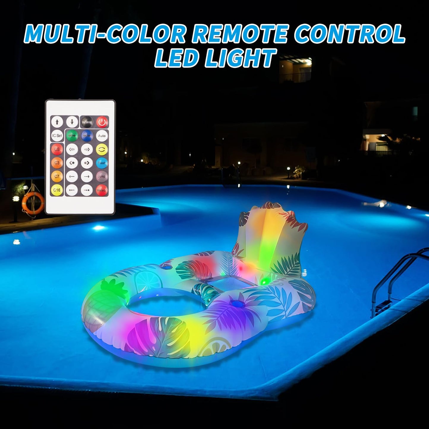 Spobot Inflatable Pool Float mature-themed - Light Up Pool Floaties Lounger Floats Floating Chair Raft with Cup Phone Holder - Pool Chairs for in Pool for mature-themeds Large Size Summer Beach Lake Lounge