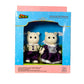 Oleoca Family Cream Cat Figures - Set Of 2 Collectible Flocked Mini Dolls With Removable Clothes, Miniature Dollhouse Pretend Pl