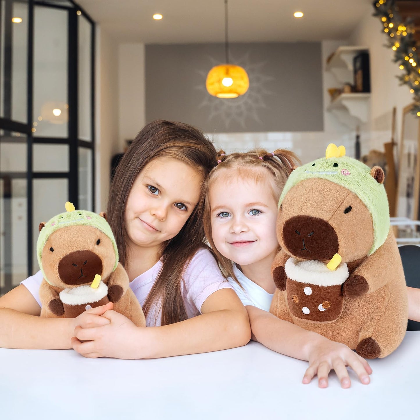 Achwishap Capybara Plush Toy, 12” Brown Stuffed Animal with Dinosaur Hat, Cute Kawaii Gift for Kids and Adults
