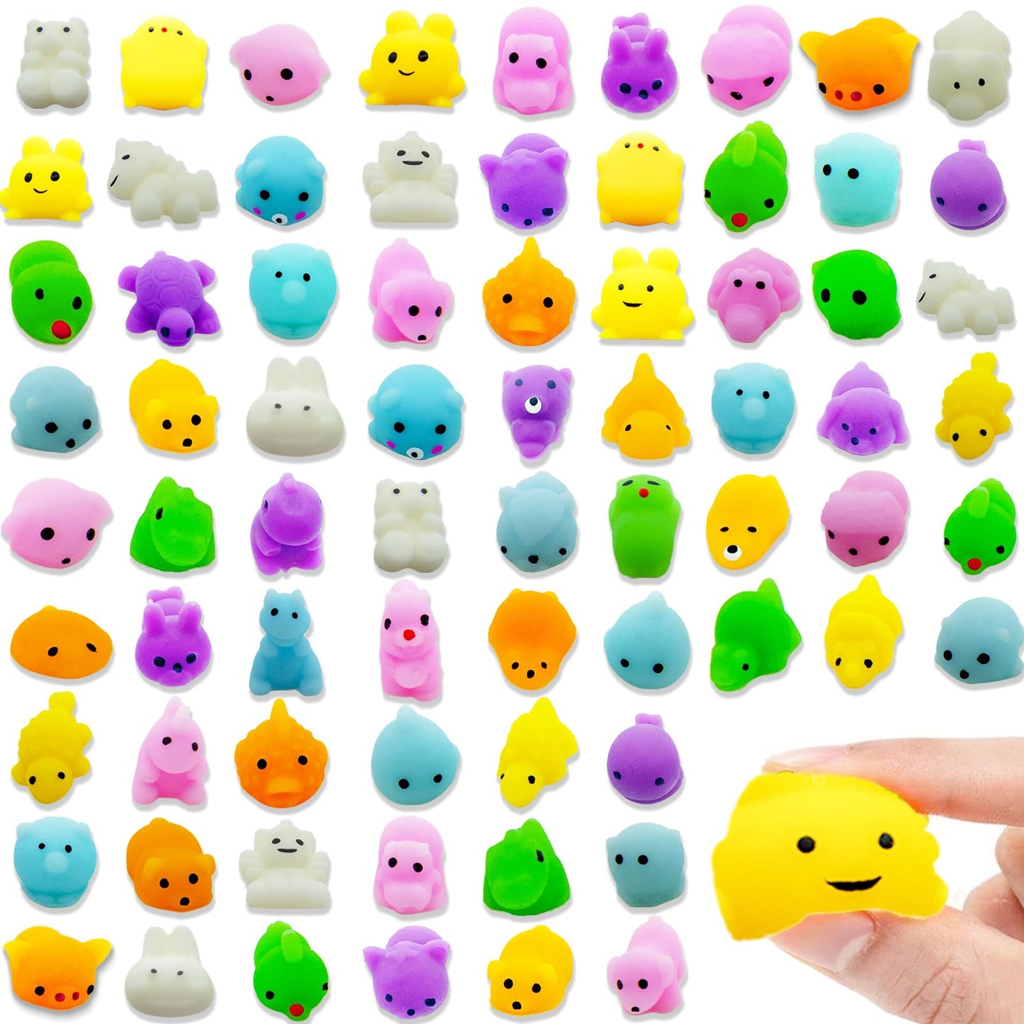 150 Pcs Squishy Toys Mochi Squishy Fidget Toys Kawaii Squishies Stress Relief Toys Party Favors Kids 4- 8 8-12 Claw Machine Priz
