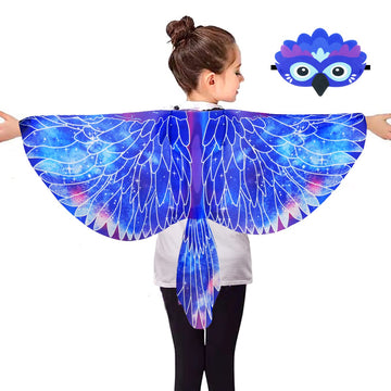 Irolewin Bird-Wings-Costume For Kids And Headband, Eagle-Parrot Dress-Up-Wings For Girls Boys Halloween-Party Favors (Star)