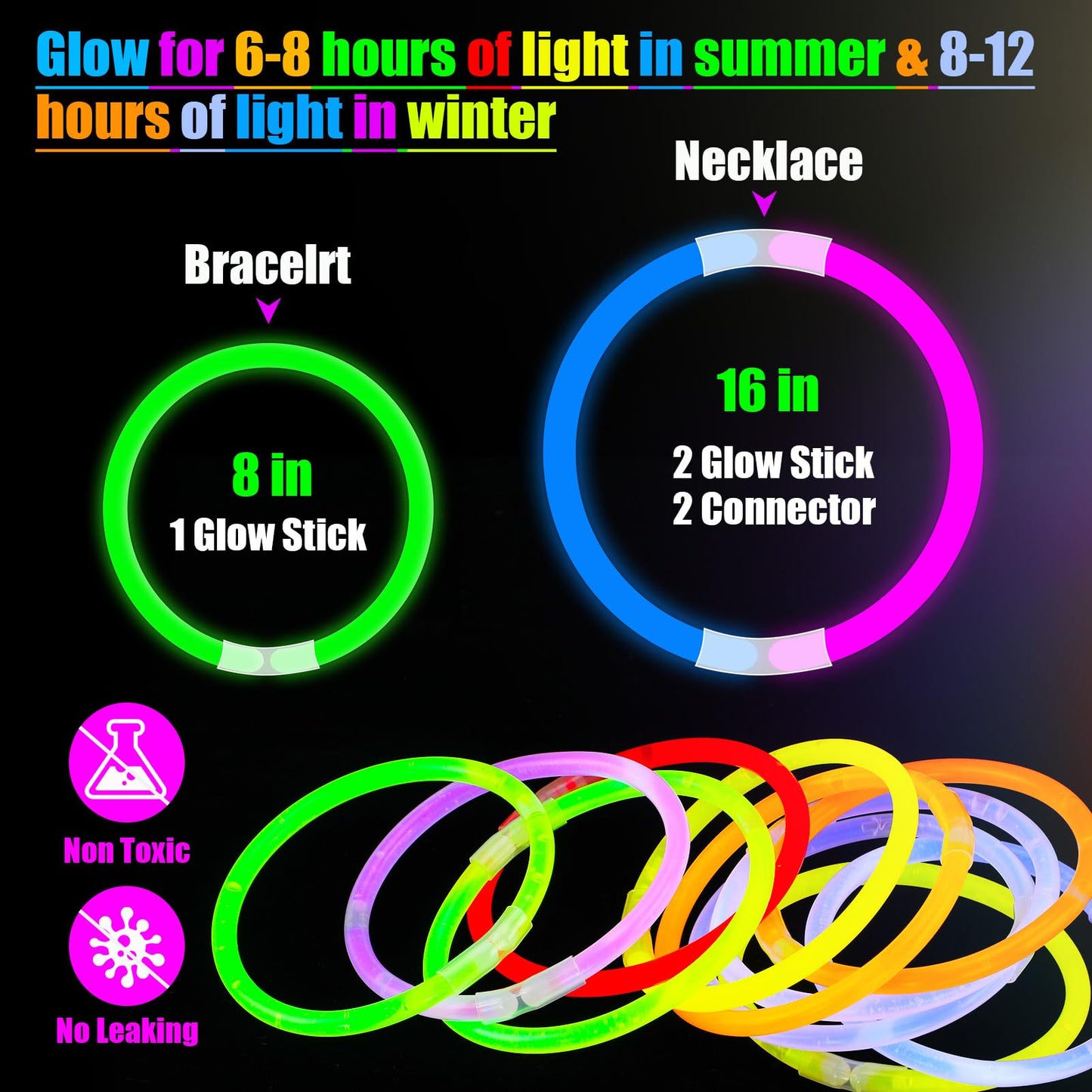 MiniInflat 50 Sets Christian Let Your Light Shine Glow Sticks with Cards Gift for Kids Include 50 Religious Mattehew 5:16 Gift T