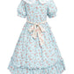 Nuoqi Prairie Dresses for Girls, Blue Laura Ingalls Wilder Costume Pioneer Colonial Dress with Apron, 10-12