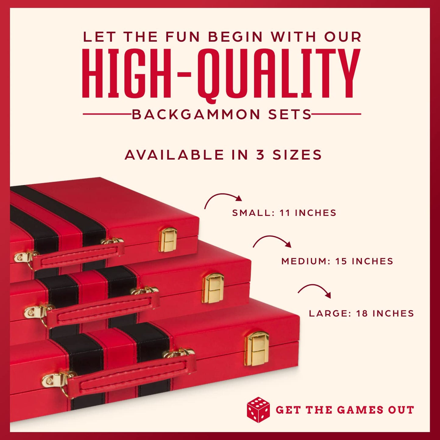 Get The Games Out Top Backgn Set - Classic Board Game Case - Best Strategy & Tip Guide - Available in Small  Medium and Large Sizes (Red  Medium)