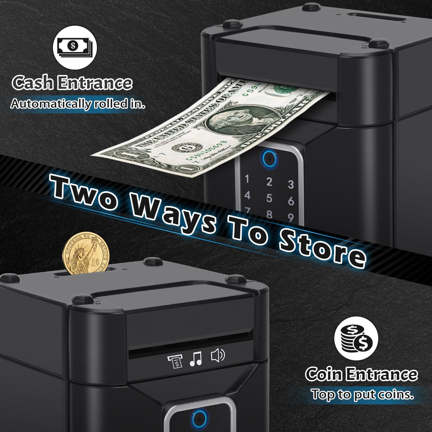 Fingerprint Piggy Bank For Kids, Touchscreen Money Bank Toys For 4 5 6 7 8 9 10 11 12 13 Year Old Boys Gift Ideas, Electronic Mo