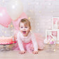 HDLJD Baby Girl First Birthday Party Decorations - 'ONE' Letters, 10" White & Baby Pink Square Boxes with 24 Balloons, Model HZ001