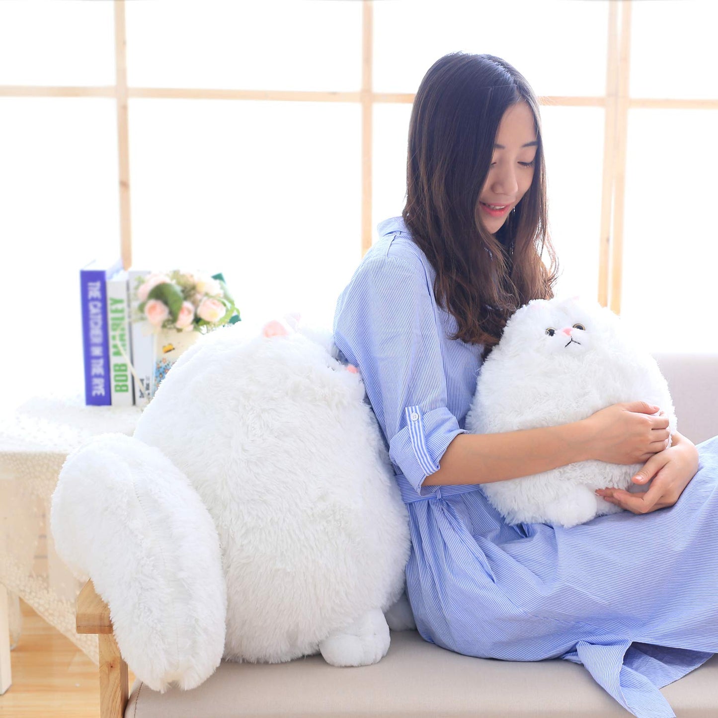 Winsterch 20-Inch Giant White Cat Stuffed Animal - Plush Fluffy Toy for Kids, Perfect Gift for Birthdays, Mother's Day, Christmas
