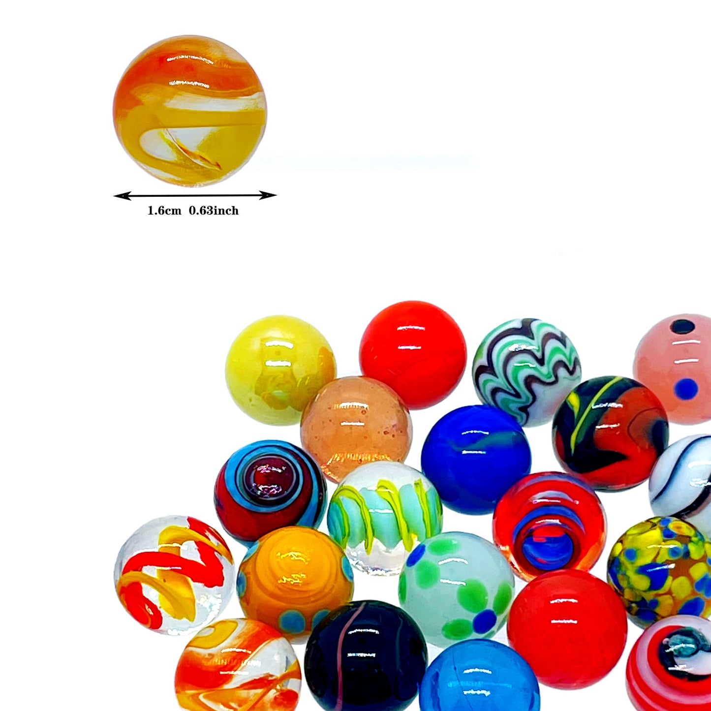 20 Vintage Marbles Bulk For Kids Ages 4-8-12 Hobbyist For Marble Run Track Game Small Marbles Game Toy (16Mm) (20Pcs)