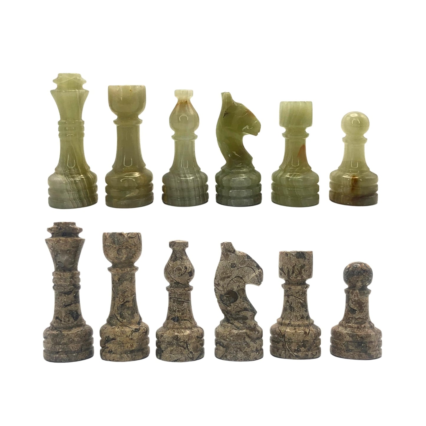 Handcrafted enhanced Marble Chess Pieces Set - Elegant 32-Piece Replacement for 12-15 Inch Chess Boards Storage Box (Coral and Green)