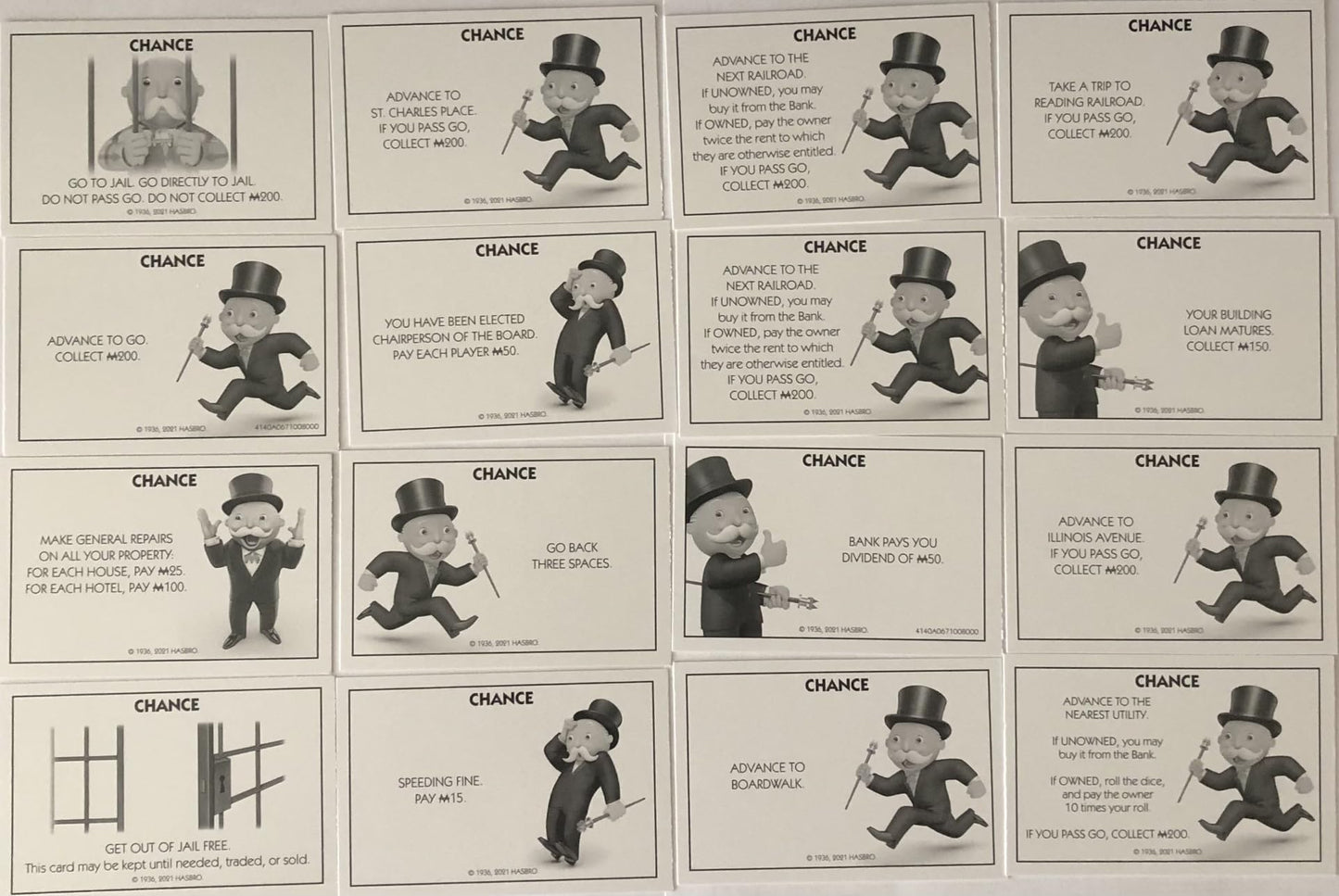 Hasbro Monopoly Card Pack (Deeds/Titles, Chance, Community Chest) - New Monopoly Currency Symbol