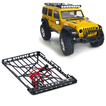 1/24Th Rc Roof Rack Luggage Carrier With 8Led Light Bar For Axial Scx24 Axi00002 Jlu Crc 1:24 Rc Crawler Car