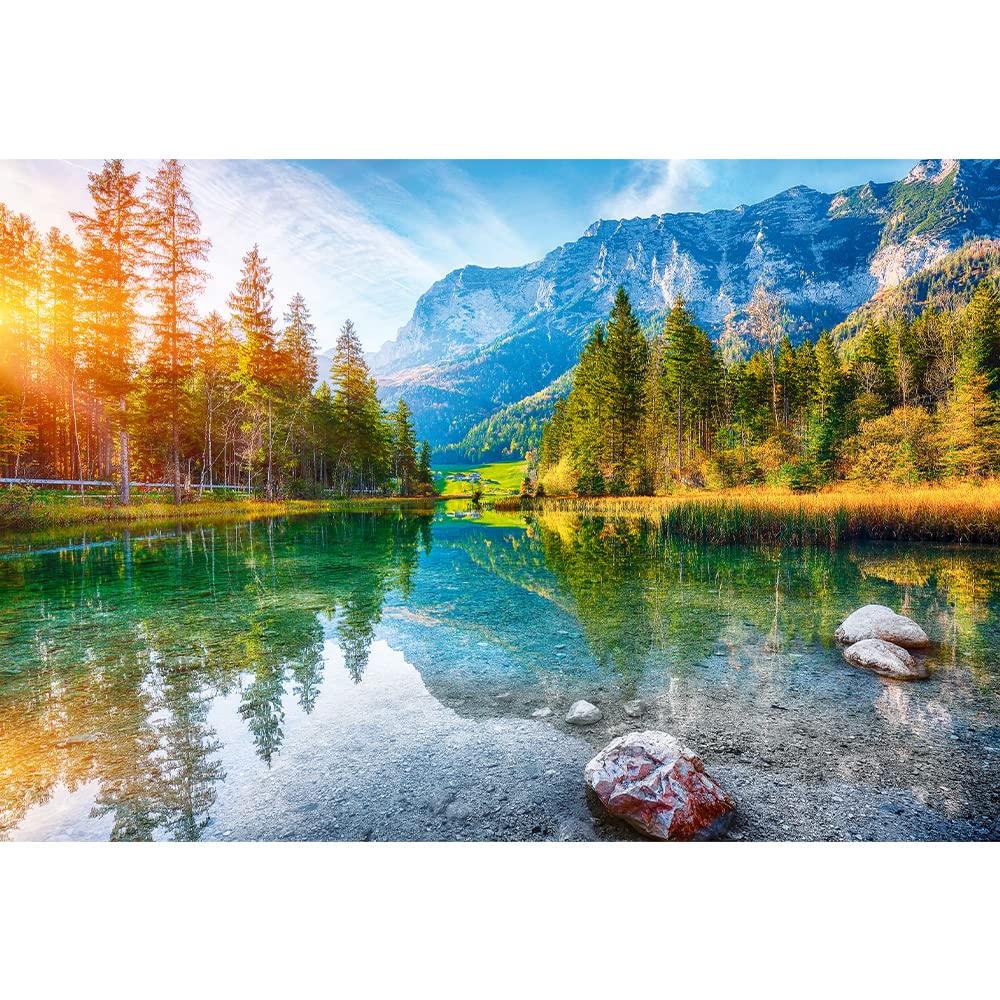 Trefl 1500 Piece Jigsaw Puzzle - Wanderlust: Alps, Hintersee Lake, Cardboard, 33"x23" - Creative Entertainment for Ages 12+