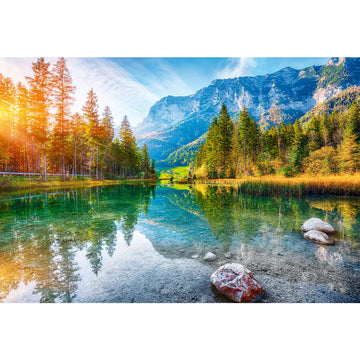 Trefl 1500 Piece Jigsaw Puzzle - Wanderlust: Alps, Hintersee Lake, Cardboard, 33"x23" - Creative Entertainment for Ages 12+