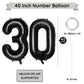 Paticool 30 Number Balloon Black,40 Inch Large 30 Number Foil Mylar Balloons For 30Th Birthday Party Celebration Decorations Sup