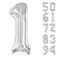 40 Inch Silver 1 Balloon For First Birthday, 1St Number Balloons Birthday Decorations For Girl Boy Kids Toddler Baby, One Giant