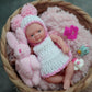 Mire & Mire 4.5 Girl Reborn Doll Open Eyes Micro Preemie Full Body Silicone 13cm Baby Doll Lifelike Mini -Pink
