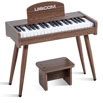 Uiscom Kids Keyboard Piano, 37 Keys Digital Piano, Toddler Musical Instruments, Wooden Kids Piano With Bench, Toddler Piano For