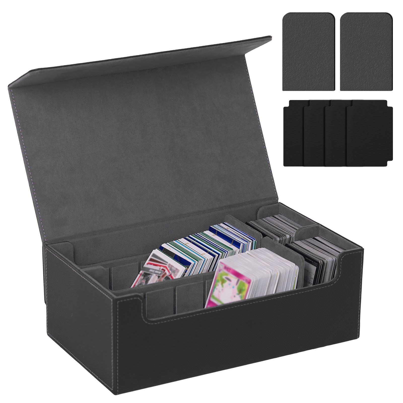 NUMINA MTG Deck Box - Magnetic Trading Card Storage for 1200+ Sleeveless Cards  2-Row Velvet Lining Case with Dividers & Card Supporters - Fits MTG  TCG  Sports Cards