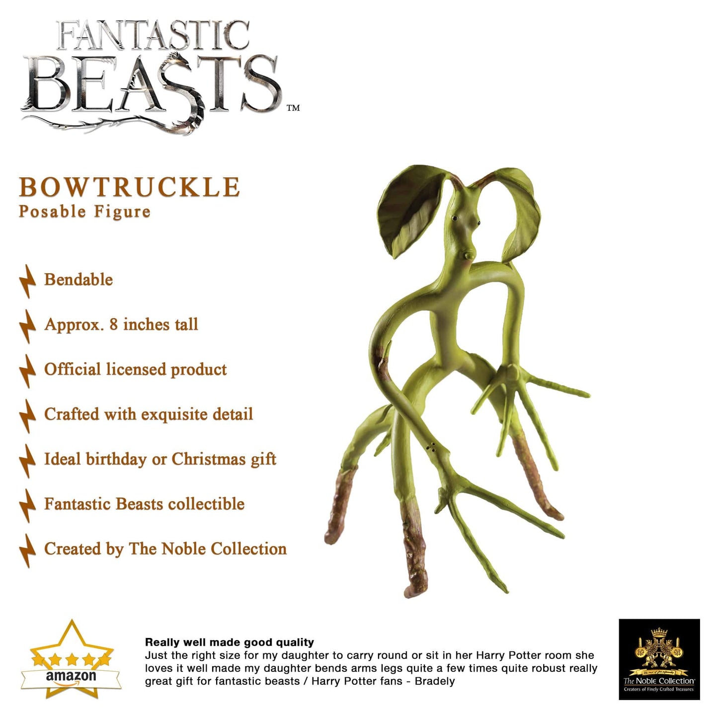 The Noble Collection Bendable Bowtruckle Pickett - 7 Inch Multicolor Plastic Model NN5006