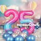 Rainbowq 25 Number Balloon 40 Inch For Women Big Starry 0-9 Foil Mylar Large 25 Number Balloons Happy 25Th Birthday Party Annive