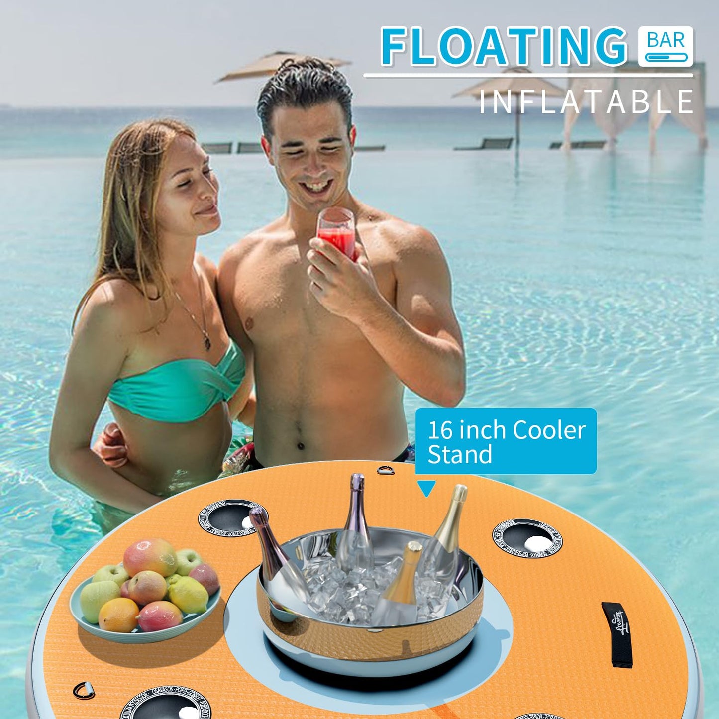 Floating Pool Chair & Inflatable Floating Bar Set (2 Chairs + 1 Bar)