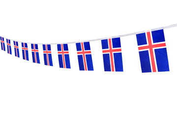 Iceland Flag Icelandic Flag,100Feet/76Pcs National Country World Pennant Flags Banner,Party Decorations Supplies For,Bar,Indoor
