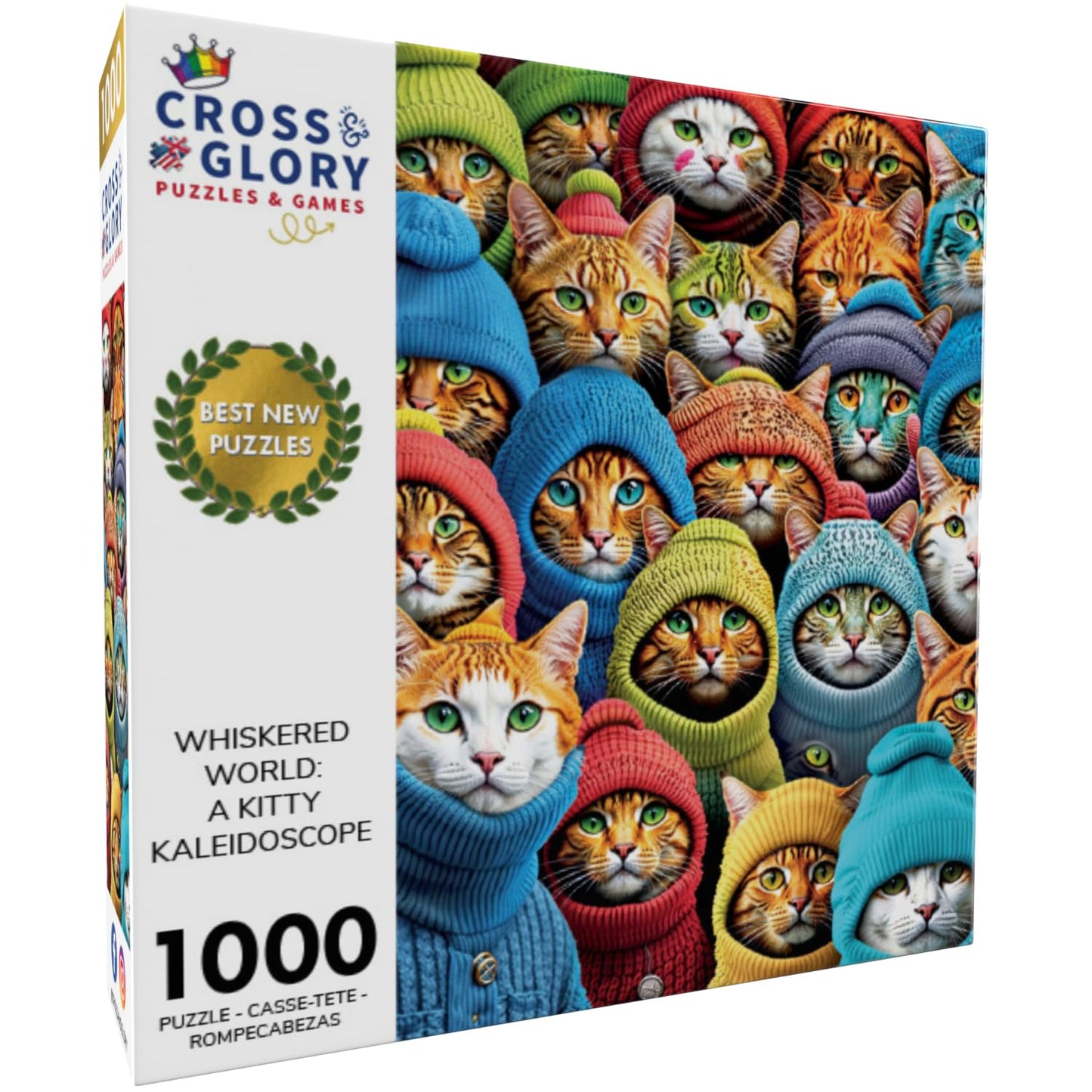 Cross & Glory - Whiskered World: A Kitty Kaleidoscope - Jigsaw Cat Puzzles For Adults 1000 Pieces | Vibrant | Challenging & Detailed