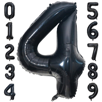 Paticool 40 Inch Black Number Balloon 4, Large Number Foil Balloons Mylar For Girl Boy Birthday Party Celebration Decorations Su