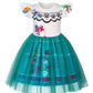 Henzworld Little Girls Encanto Mirabel Tulle Dresses Mirabel Costume Dressing Up For Toddler Girl Kids Short Flutter Sleeve Dres