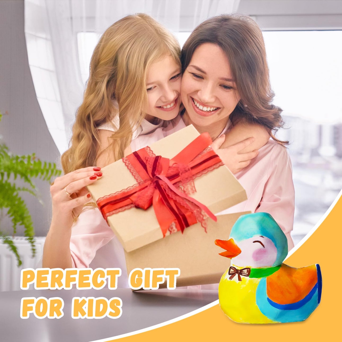Loungelore Paint Your Own Duck Lamp Kit, Art Supplies Arts and Crafts for Kids Ages 8-12, DIY 3D Duckling Night-Light, Creativit