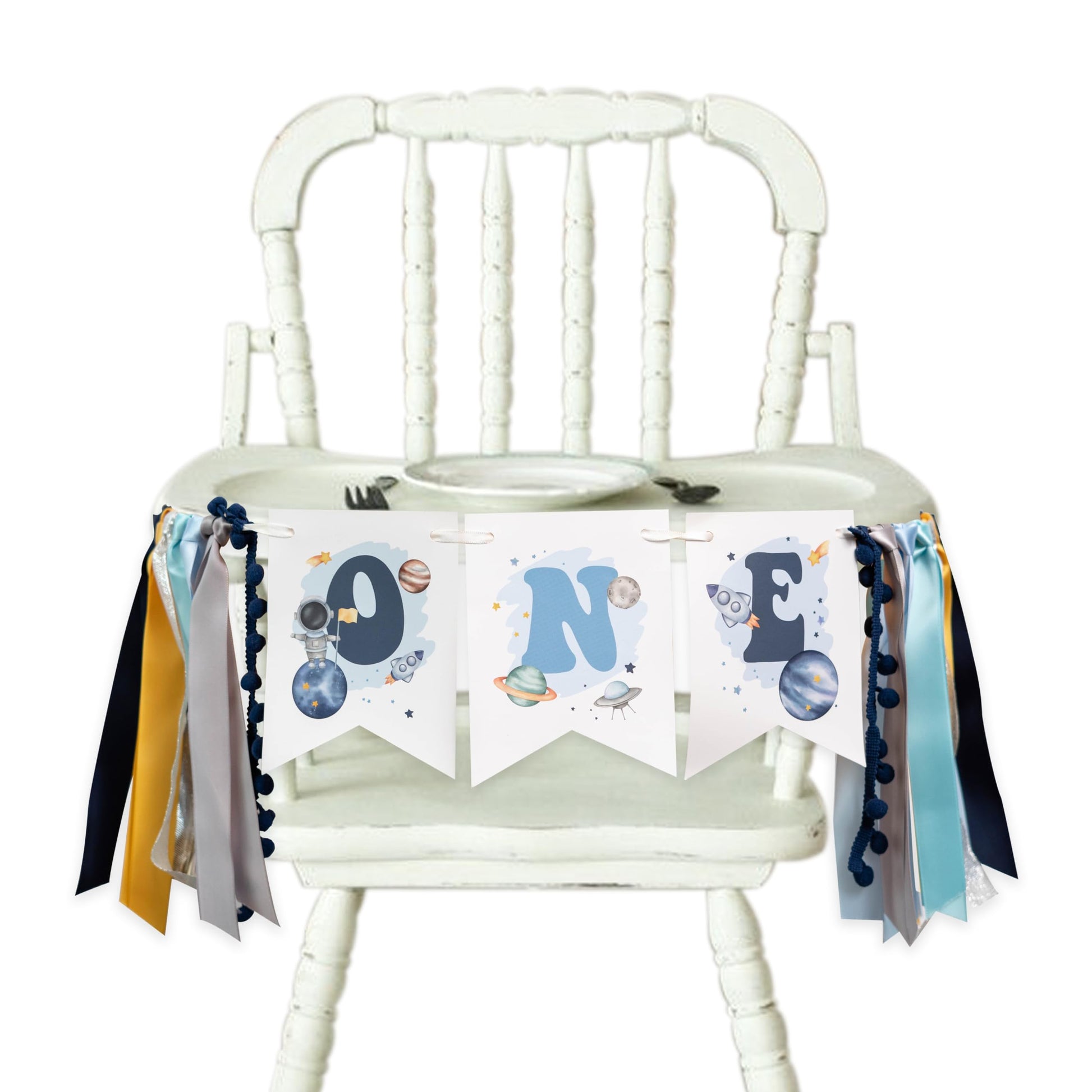 VANGNING Outer Space HighChair Banner - First Trip Around The Sun Birthday Decorations,Space Theme 1st Birthday Gifts for Boys 1
