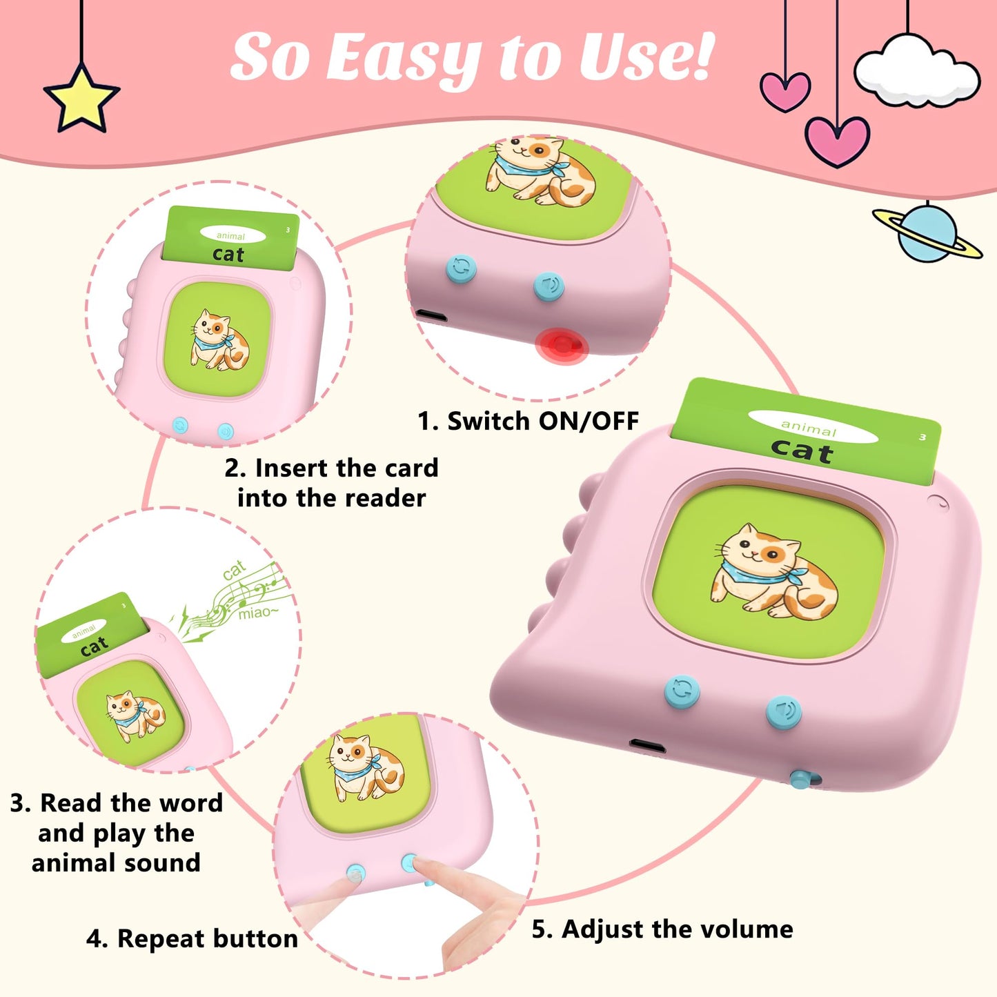 Bilingual Spanish & English Talking Flash Cards For Toddlers 1 2 3 4 5 6, Audible Toys Learning Spanish For Kids,Pocket Speech T