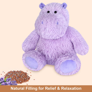 Suzzipals Warmable Hippo Stuffed Animals, Microwave Heating Pads For Cramps, Pain & Stress Relief, Heatable & Coolable Hippopota