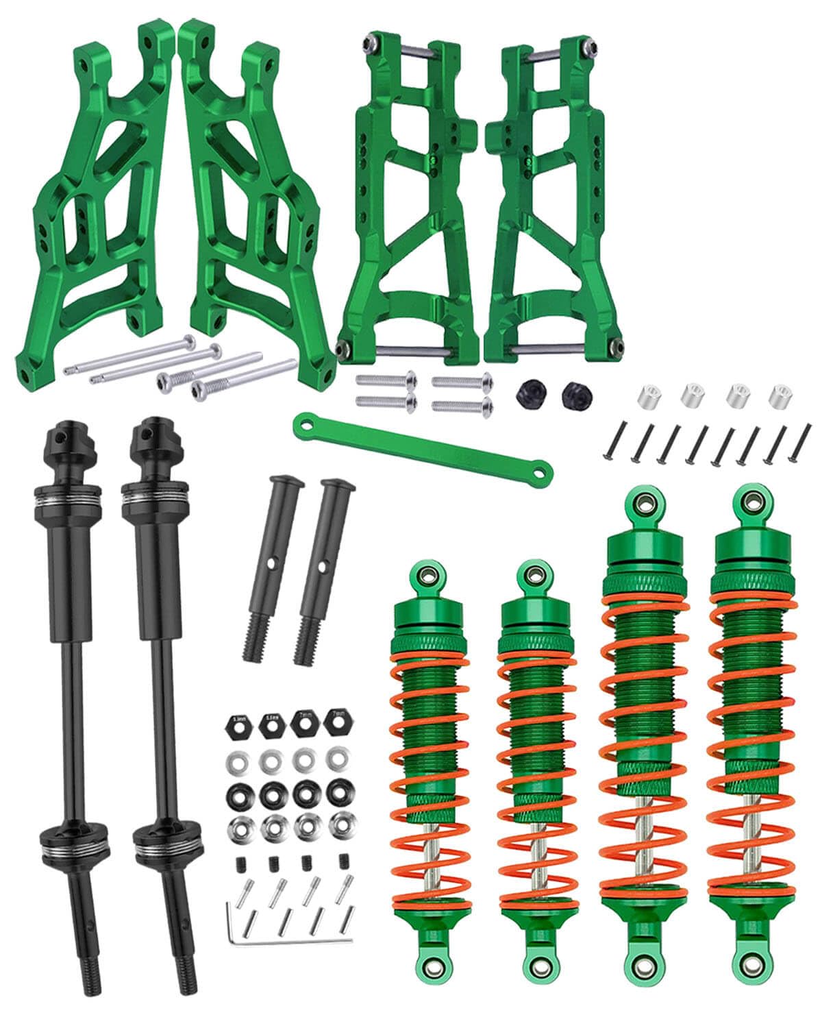 RCMYou Upgrades Part for 1/10 Slash 2WD,Rear Drive Shaft CVD & Front Axles,Alloy Front Rear Suspension Arm,Big Bore RC Shock Abs