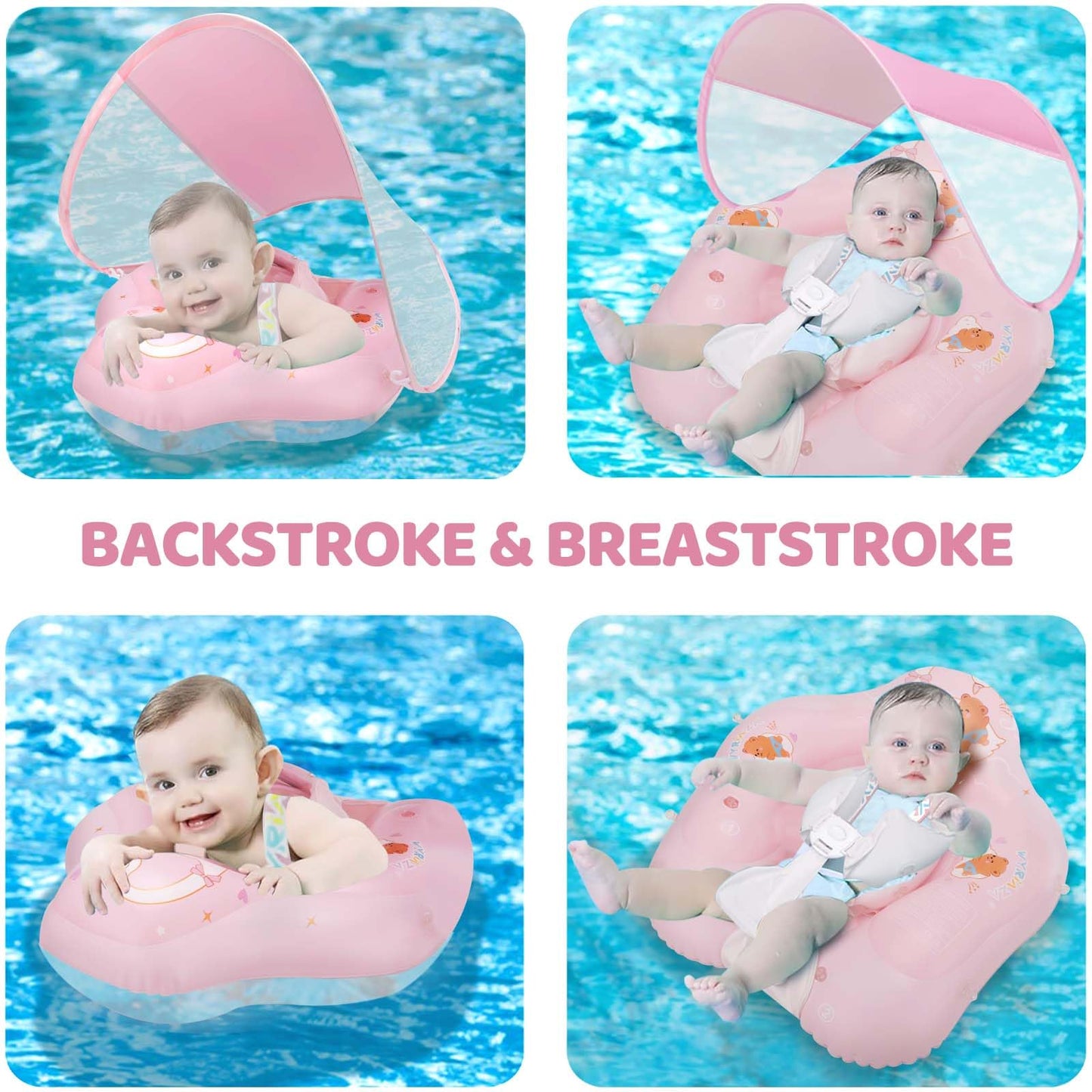 Loowarts Baby Float With Canopy,Infant Pool Float With Safety Seat,Baby Swimming Float & Swim Float & Water Float Upf50+ Uv Prot