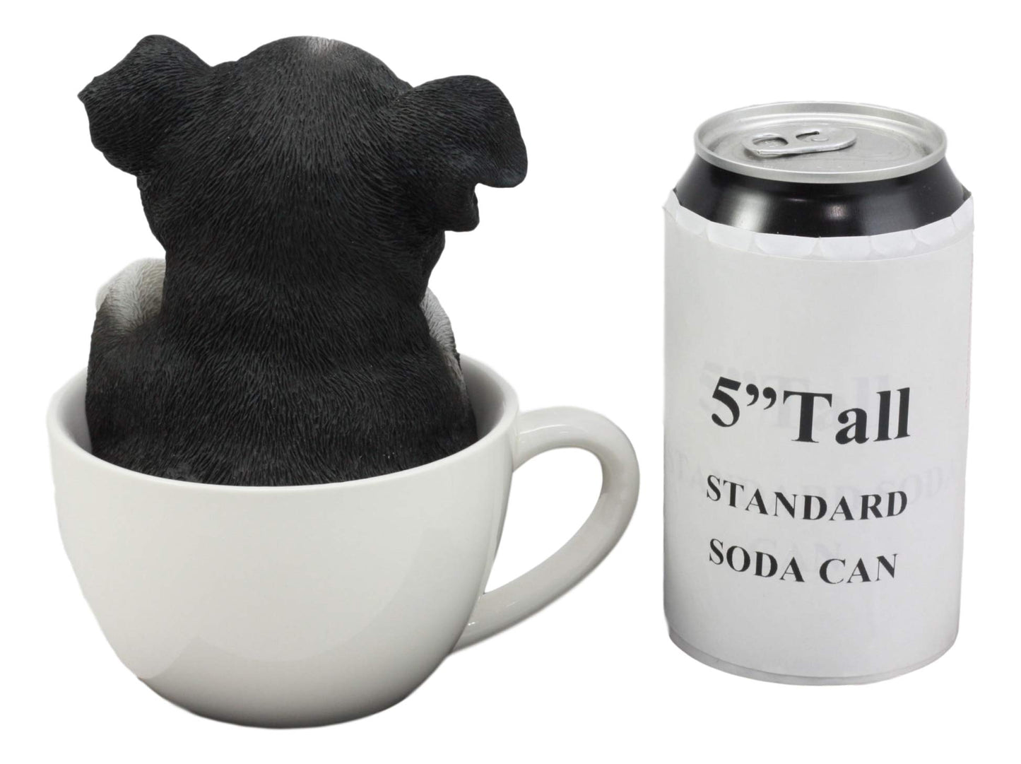 Ebros Gift Realistic Boston Terrier Teacup Pup In White Tea Cup Statue 5.75'' Tall Pet Pal Tuxedo Gentleman Puppy Dog Breed Coll