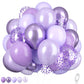 Purple Party Balloons Set, 12Inch Lavender Balloons Pastel Purple Lilac Balloons Purple Metallic Confetti Purple Balloons For Gi