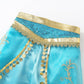 Aovclkid Little Girls Jasmine Princess Costume Girls Movie Role Play Halloween Party Outfits(5T,Blue)