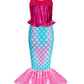 Funna Little Mermaid Costume For Girls Princess Dress Up With Accessories Wig Pink, 10 Years