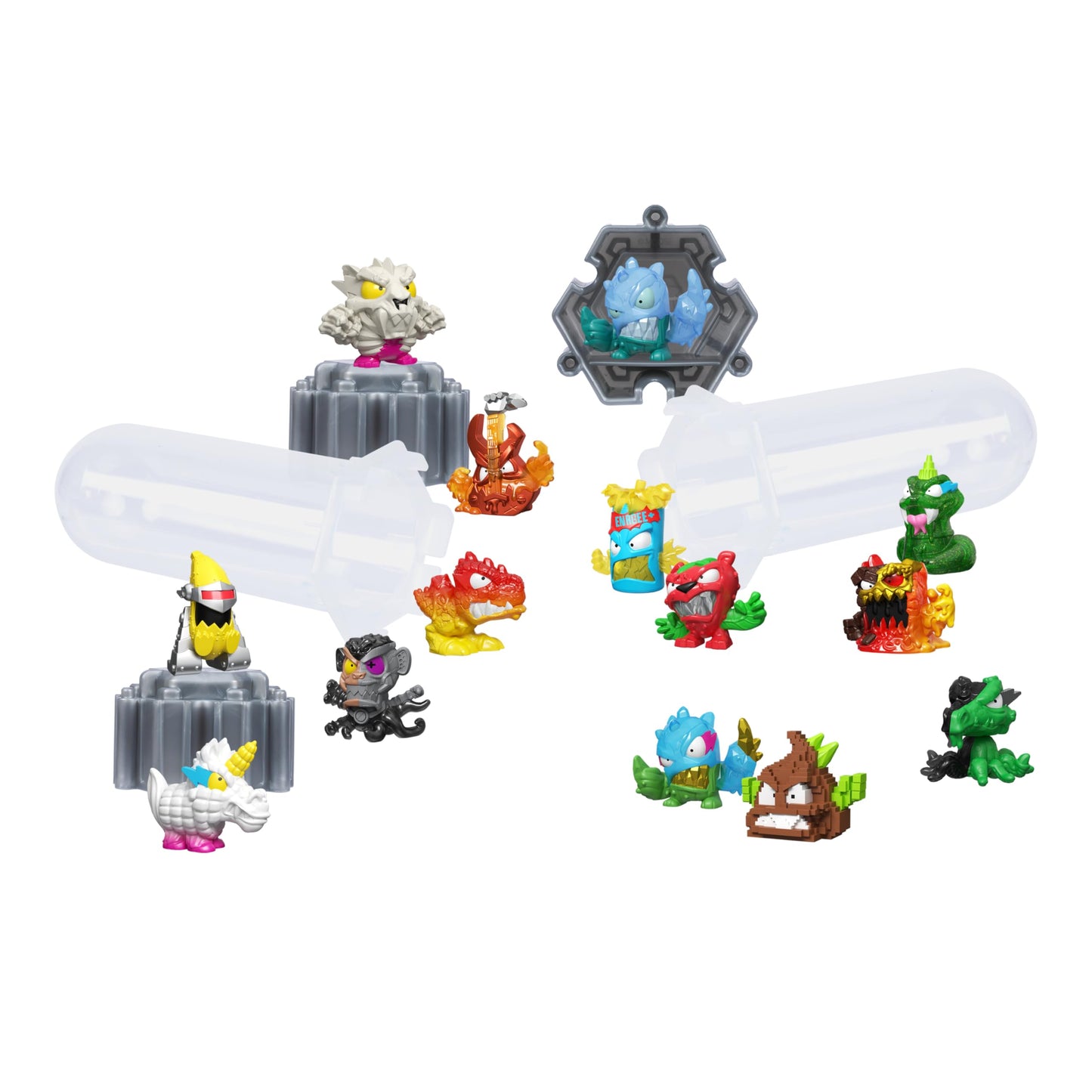 MRBEAST LAB Swarms Series 3 Collectible Micro Beasts - 14 Pack with Stickers & Fusion Caps, Multicolor, 1 inch, Model 24789