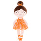 Gloveleya Baby Doll Ballerina Doll Girl Gift Ballerina Plush Soft Doll Colorful Haze Gold Ballet Series-Orange 13 Inch With Gift Box